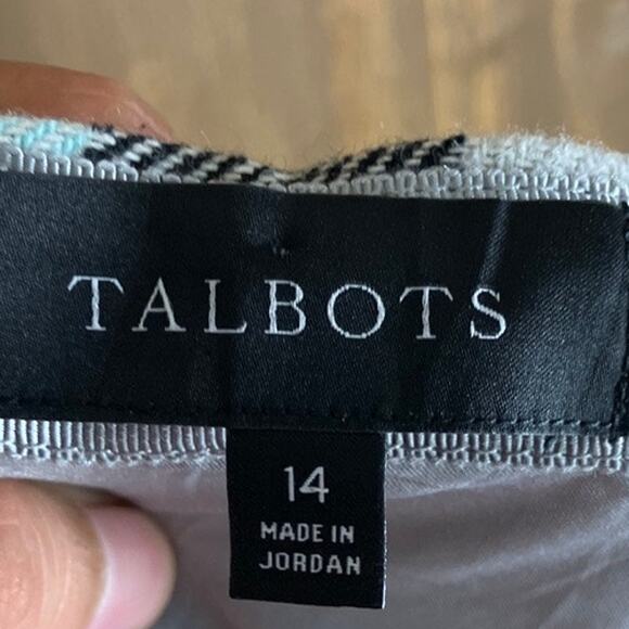 Talbots Womens Skirt Blue Gray Black Plaid Mini Side Zip Wool Blend 14 - Picture 4 of 10